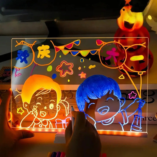 Luminous Fluorescent Drawing Board DIY Plug-In Learning Acrylic Display Board Memo Message Erase Board Decora Night Lights