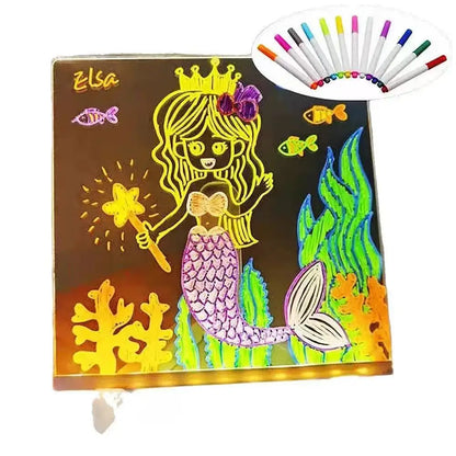 Luminous Fluorescent Drawing Board DIY Plug-In Learning Acrylic Display Board Memo Message Erase Board Decora Night Lights