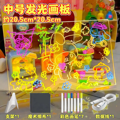 Luminous Fluorescent Drawing Board DIY Plug-In Learning Acrylic Display Board Memo Message Erase Board Decora Night Lights