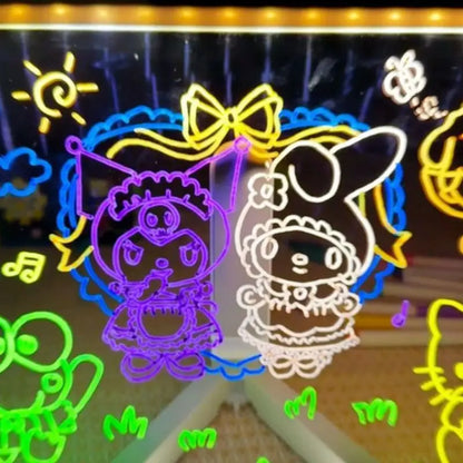 Luminous Fluorescent Drawing Board DIY Plug-In Learning Acrylic Display Board Memo Message Erase Board Decora Night Lights