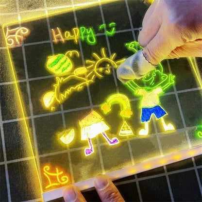 Luminous Fluorescent Drawing Board DIY Plug-In Learning Acrylic Display Board Memo Message Erase Board Decora Night Lights