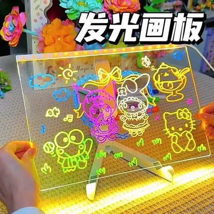 Luminous Fluorescent Drawing Board DIY Plug-In Learning Acrylic Display Board Memo Message Erase Board Decora Night Lights