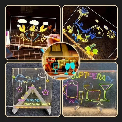 Personalized LED Lamp Acrylic Message Note Board Erasable USB Childrens Drawing Board Bedroom Night Light Birthday Kids Gift